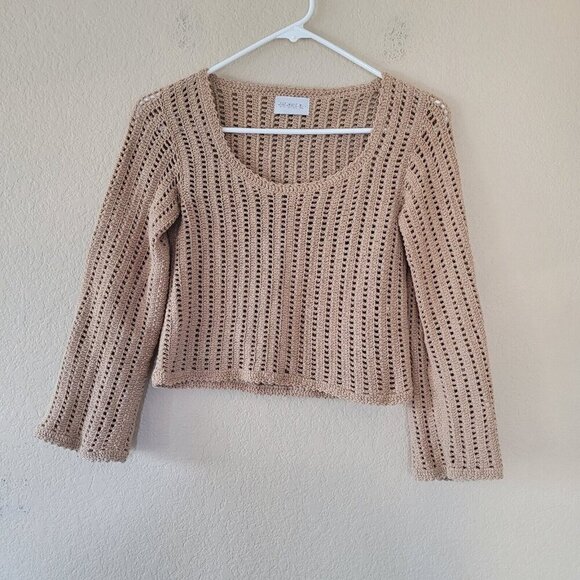 She Made Me Crochet Knit Cropped Top Sz Xs / S  Hippie Handmade Beachy Vacation - Picture 1 of 8